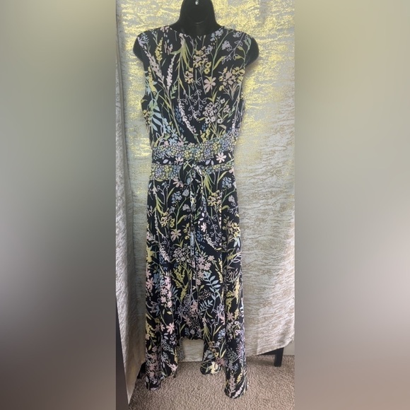Calvin Klein Women’s Floral Belted A Line Layered Maci Dress Size 8 - Picture 13 of 17
